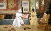 William Merritt Chase A Friendly Call. France oil painting artist